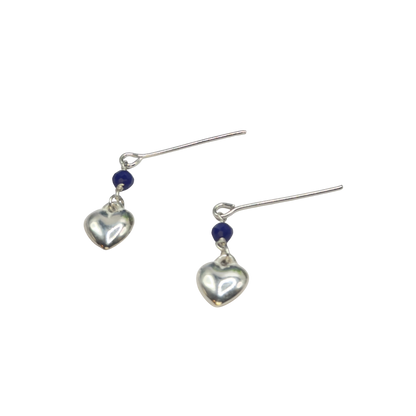 Silver Heart Blue Crystal Dangle Doll Earrings • 18 Inch Fashion Doll Jewelry