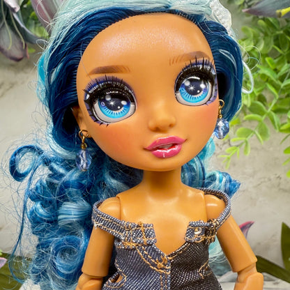 Blue Crystal Dangle  Doll Earrings • 10-12 Inch Fashion Doll Jewelry 1:6