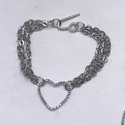 Silver Heart Dangle Multi Chain Doll Necklace Earring Set • 16” Doll Jewelry