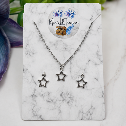 Silver Star Charm Doll Necklace & Earrings Set for 18 Inch Fashion Doll