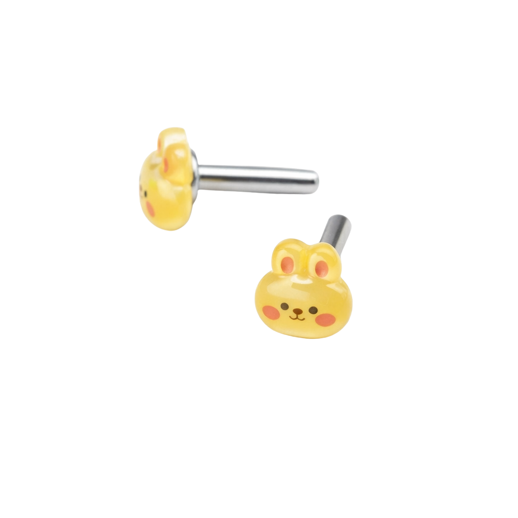 Yellow Bunny Easter Post Doll Earrings • 2mm Post for 18 Inch Fashion Doll