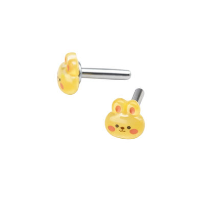 Yellow Bunny Easter Post Doll Earrings • 2mm Post for 18 Inch Fashion Doll