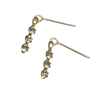 Gold 3 Clear Rhinestone Dangle Doll Earrings • 16 Inch Fashion Doll Jewelry