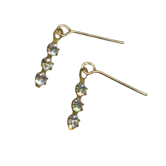 Gold 3 Clear Rhinestone Dangle Doll Earrings • 16 Inch Fashion Doll Jewelry