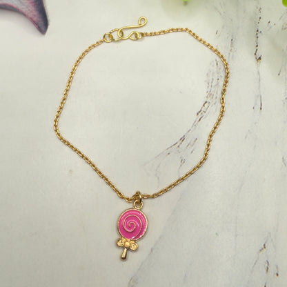 Pink Lollipop Charm Gold Chain Doll Necklace • 18 Inch Fashion Doll Jewelry