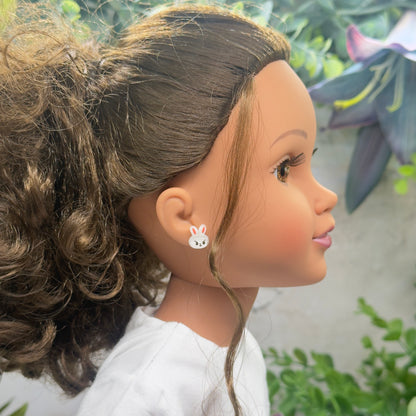 White Easter Bunny Post Doll Earrings • 18 Inch Fashion Doll Jewelry