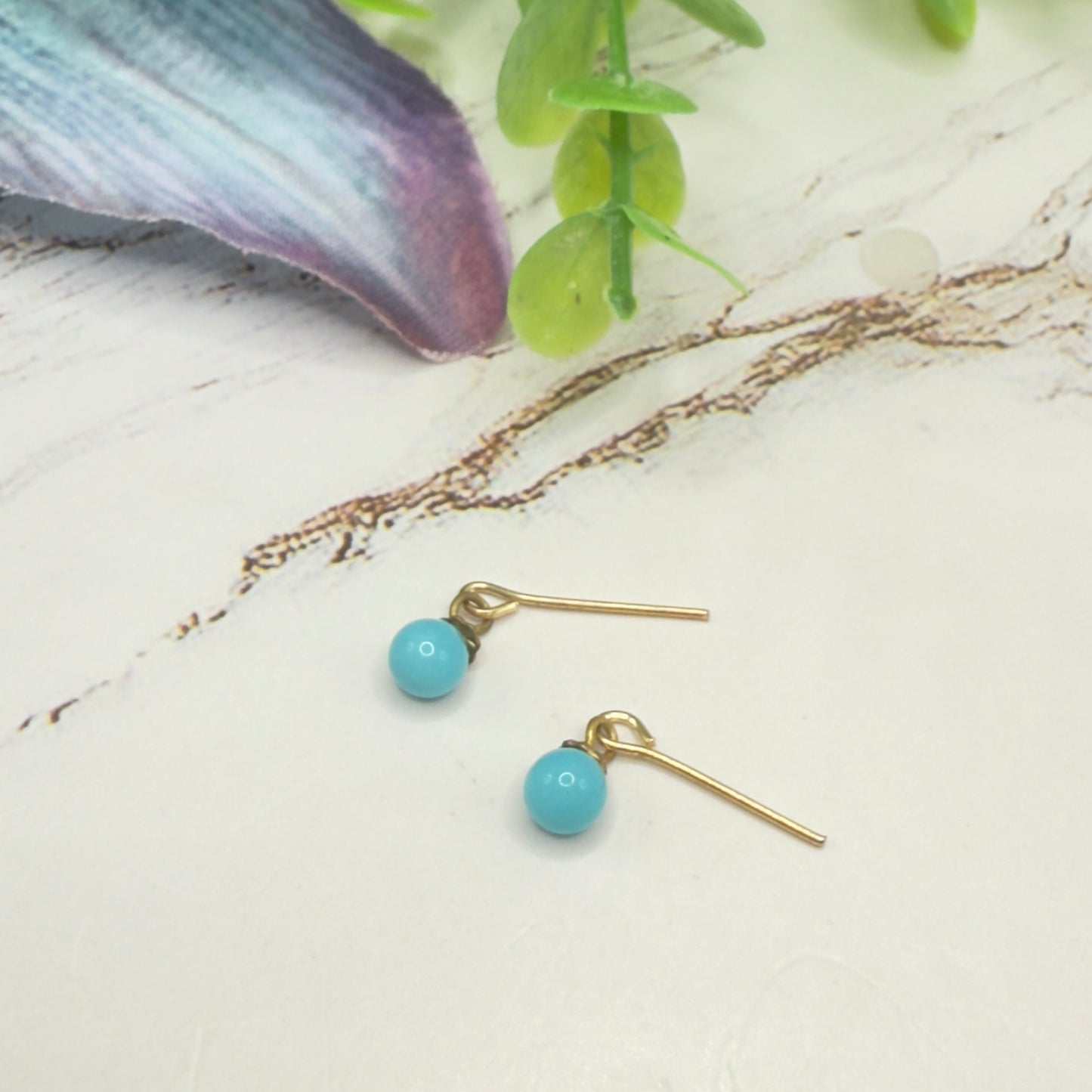 Turquoise Blue Glass Drop Dangle Doll Earrings • 16 Inch Fashion Doll Jewelry