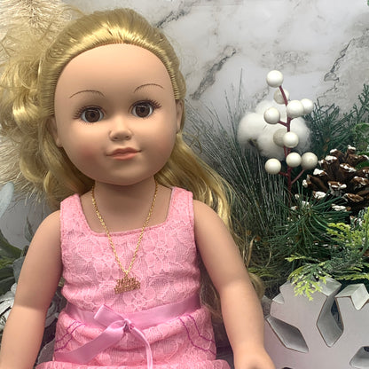 Happy Birthday Pendant Gold Chain Doll Necklace • 18 Inch Doll Jewelry