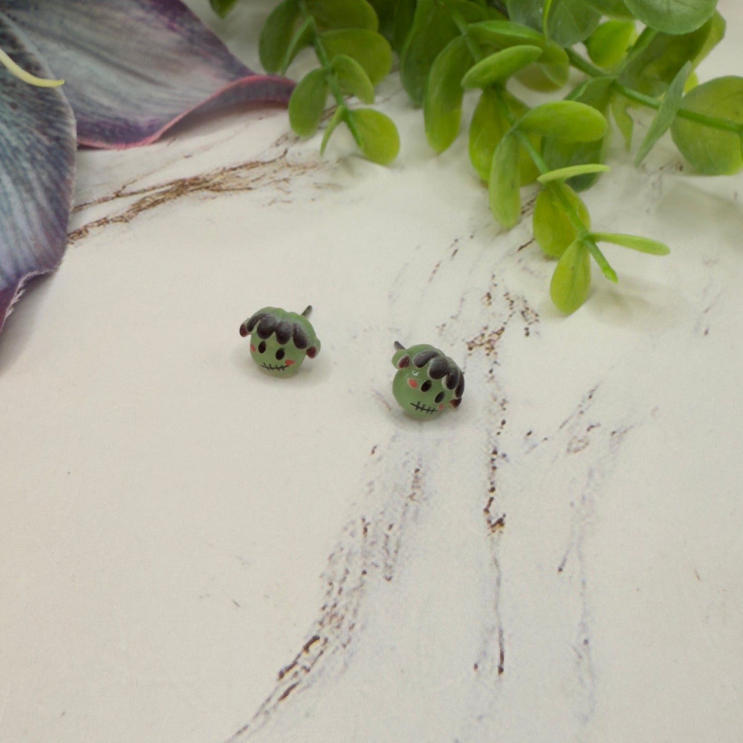 Frankenstein Monster Halloween Stud Doll Earrings • 18 Inch Fashion Doll Jewelry