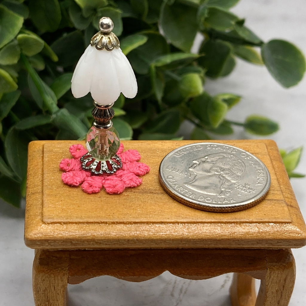 Set Of Four Pink Crochet Fabric Doilies Doily • Dollhouse Miniatures