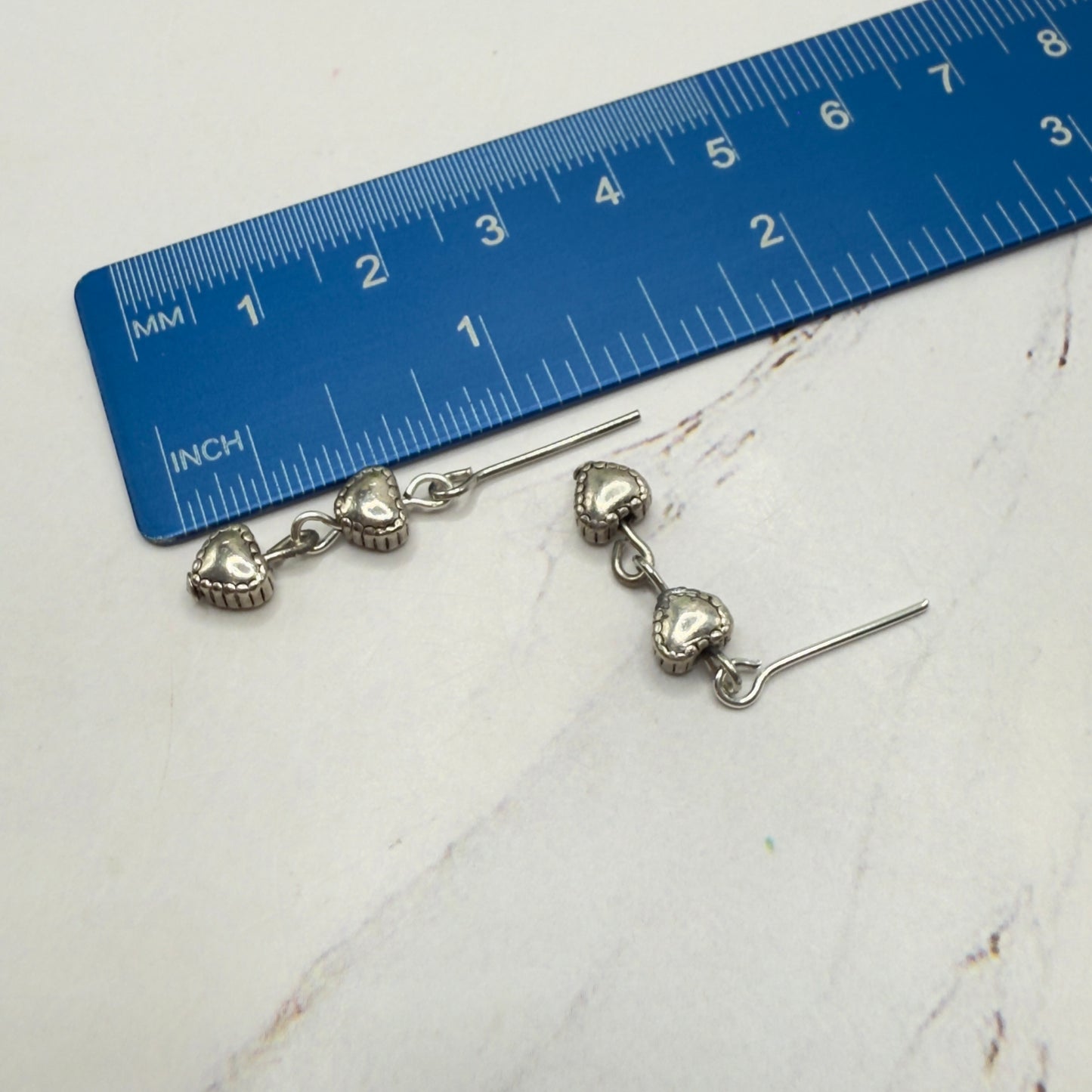 Double Silver Heart Dangle Doll Earrings • 18 Inch Fashion Doll Jewelry