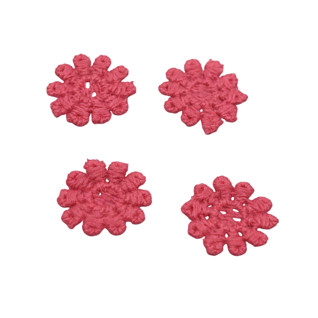 Set Of Four Pink Crochet Fabric Doilies Doily • Dollhouse Miniatures