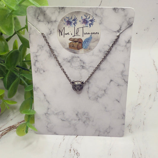 Silver Pewter Tone Cat Slide Charm Doll Necklace • 18 Inch Fashion Doll Jewelry