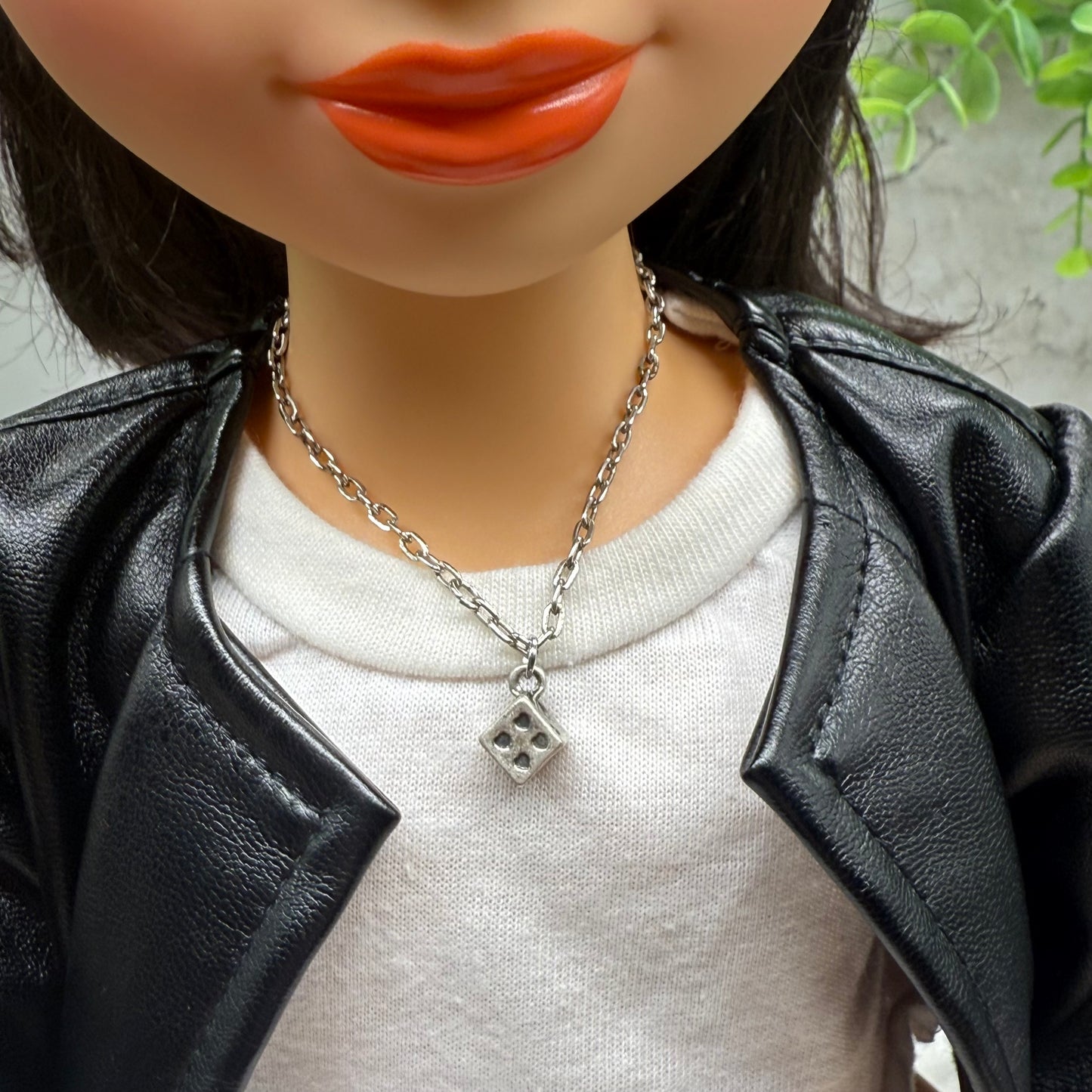 Silver Dice Charm Doll Necklace • 18 Inch Fashion Doll Jewelry