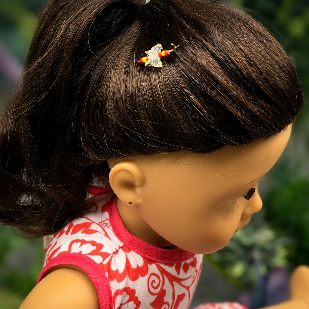 Light Yellow & Red Butterfly Doll Hair Barrettes 14-18” Fashion Dolls • Doll Hair Accessories