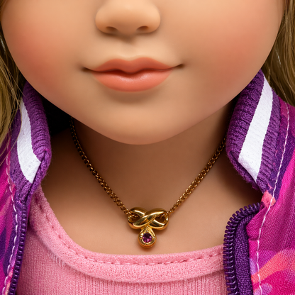 Gold Tone Slide Pendant Purple Rhinestone Doll Necklace for 18 inch Doll Jewelry