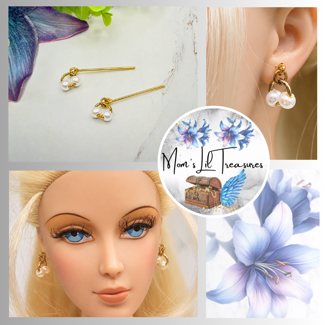 Gold Circle & Pearl Doll Earrings • 16 Inch Fashion Doll Jewelry