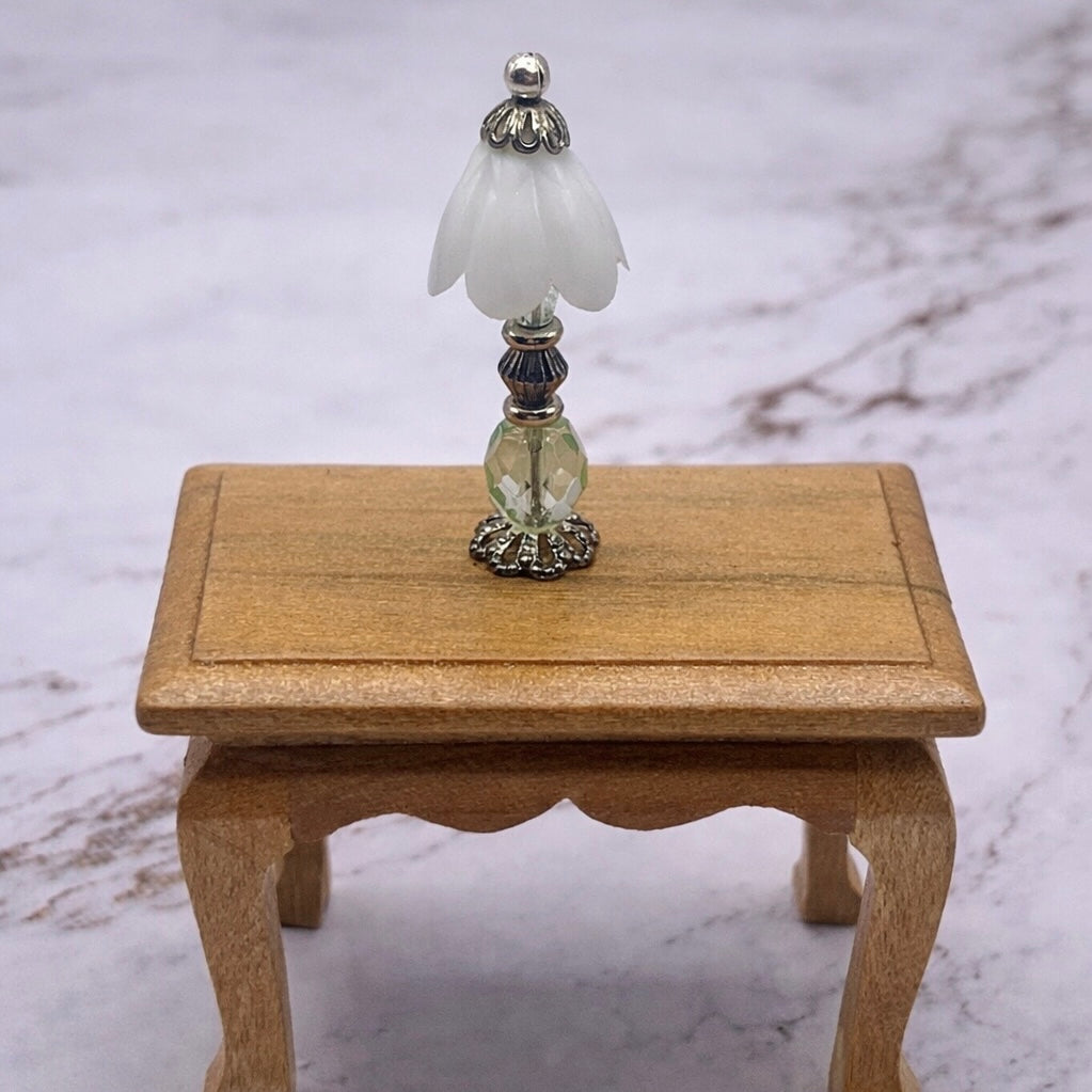 Light Green Crystal Miniature Table lamp 1-3/8” • Dollhouse Miniatures