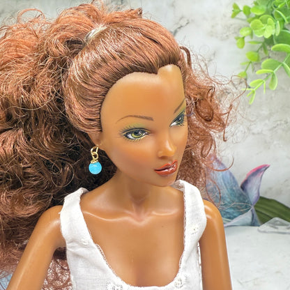 Turquoise Blue Glass Drop Dangle Doll Earrings • 16 Inch Fashion Doll Jewelry