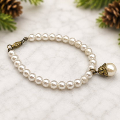 Pearl Doll Necklace with Pearl Drop Pendant for 18-22” Vintage Doll Jewelry