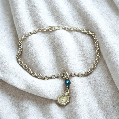 Silver Lady Bug Blue Pearl Charm Doll Necklace • 18 Inch Fashion Doll Jewelry