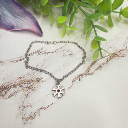Silver Snowflake Red Rhinestone Doll Necklace Christmas • 18 Inch Fashion Doll Jewelry