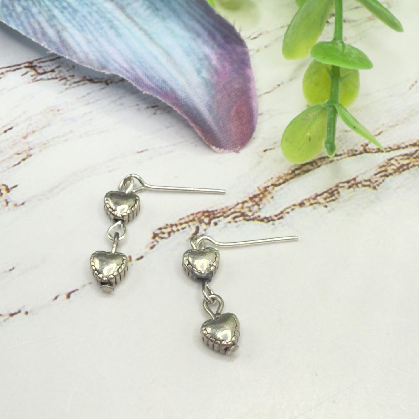 Double Silver Heart Dangle Doll Earrings • 18 Inch Fashion Doll Jewelry