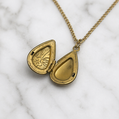 Gold Turquoise Accent Teardrop Locket Doll Necklace • 18” Fashion Doll Jewelry