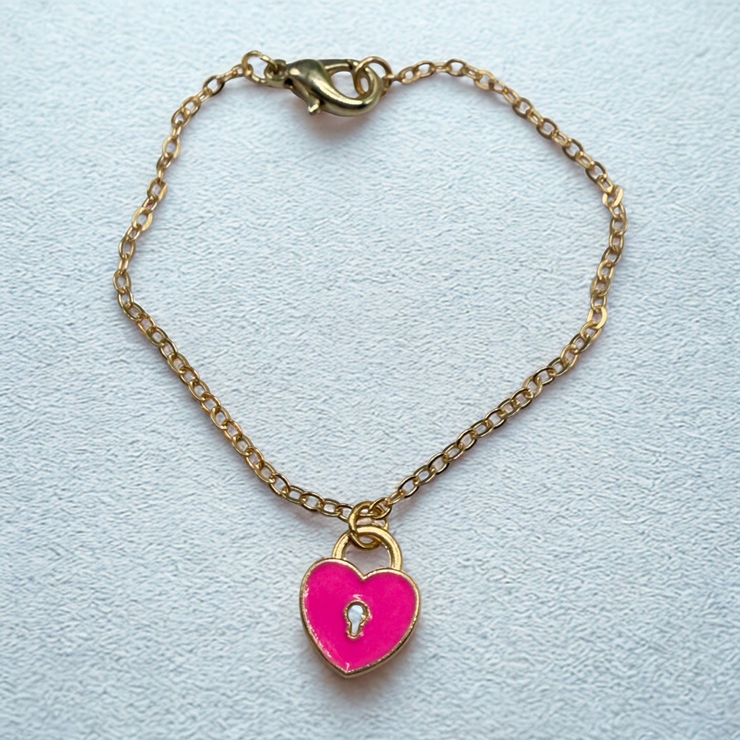 Pink Heart Lock Charm Doll Necklace • 18 Inch Fashion Doll Jewelry