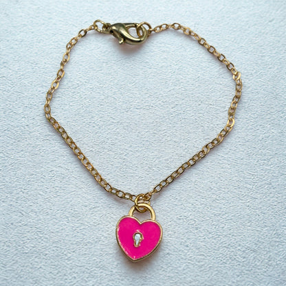 Pink Heart Lock Charm Doll Necklace • 18 Inch Fashion Doll Jewelry