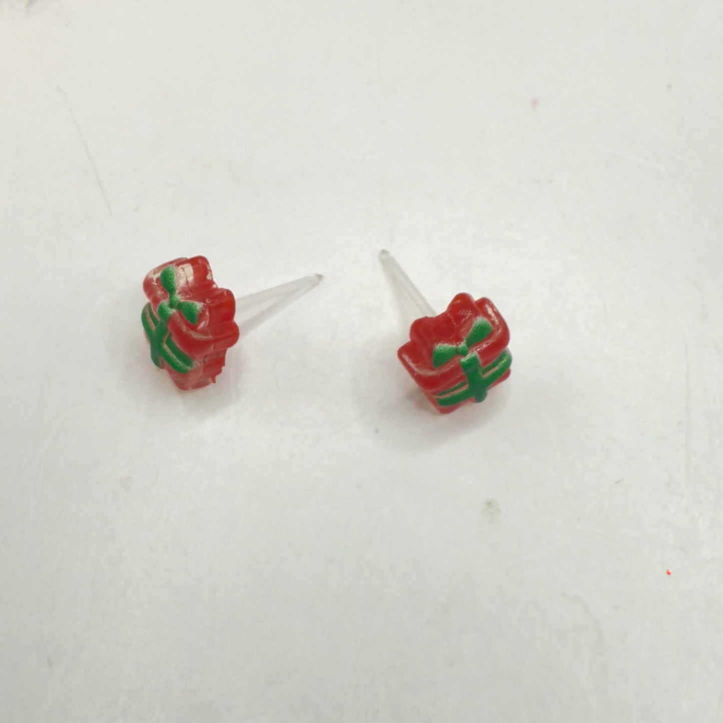 Red Green Christmas Present Gift Silicone Post Doll Earrings • 18 Inch Fashion Doll Jewelry
