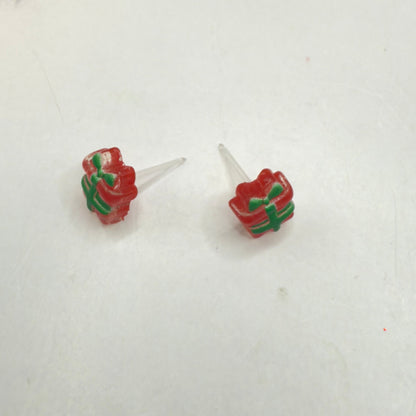 Red Green Christmas Present Gift Silicone Post Doll Earrings • 18 Inch Fashion Doll Jewelry