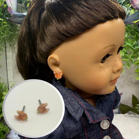 Christmas Reindeer Rudolph Post Doll Earrings • 2mm Post for 18 Inch Fashion Doll
