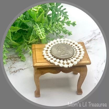 Set of 2 Off White Cream Crochet Fabric Doilies Doily • Dollhouse Miniatures