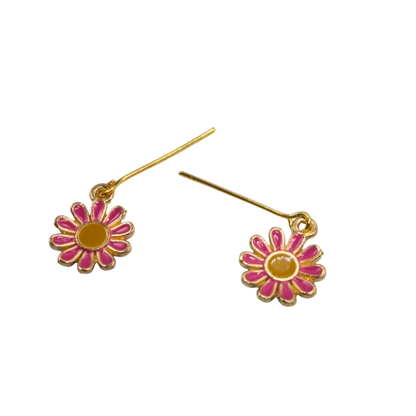 Hot Pink Daisy Flower Dangle Doll Earrings • 18 Inch Fashion Doll Jewelry
