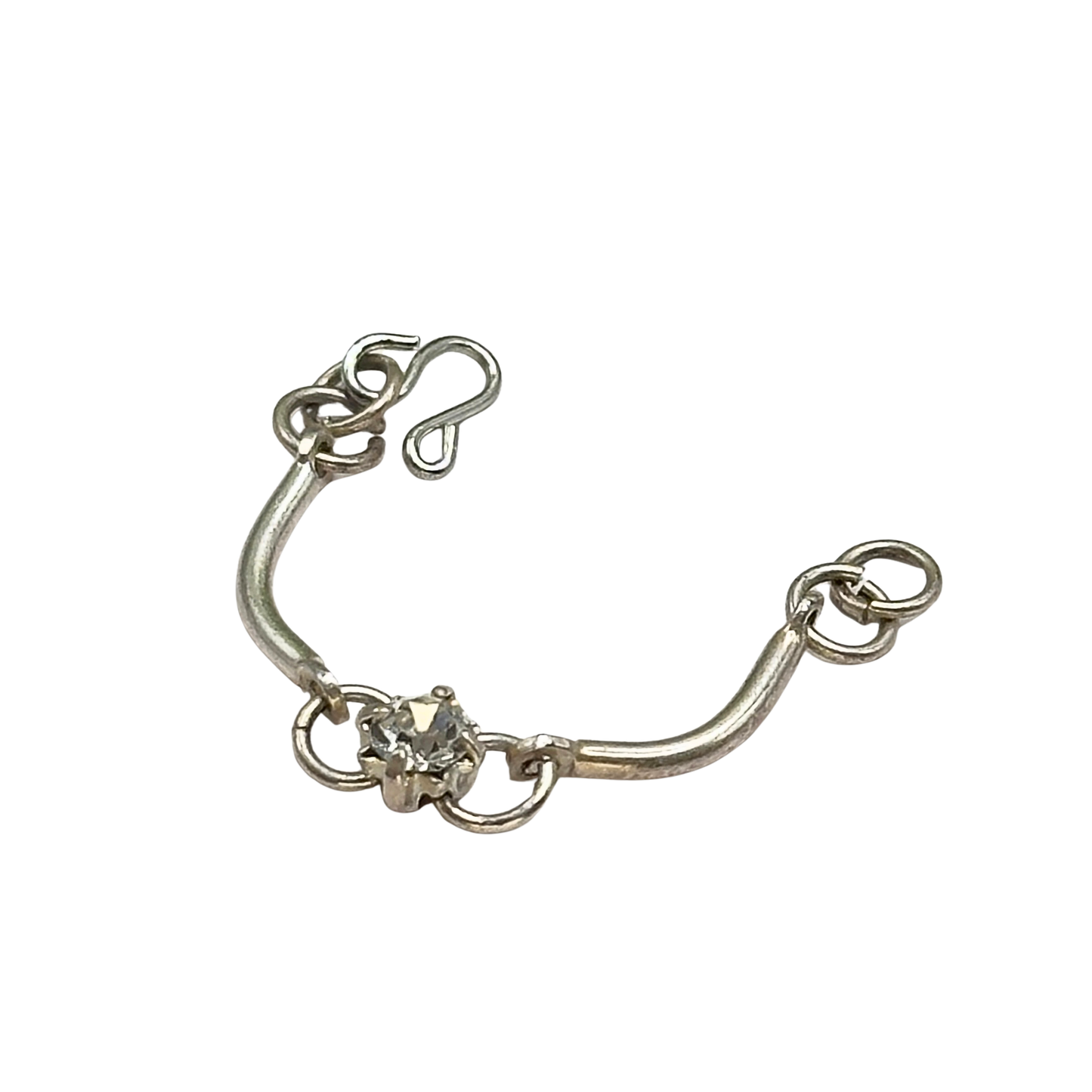 Silver Curved Link Rhinestone Charm Doll Necklace • 10-12 Inch Fashion Doll Jewelry 1:6