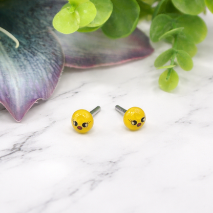 Yellow Chick Face Easter Post Doll Earrings • 2mm Post for 18 Inch Fashion Doll