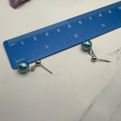 Turquoise Dusty Blue Pearl Drop Necklace & Earrings Set • 18 Inch Fashion Doll Jewelry