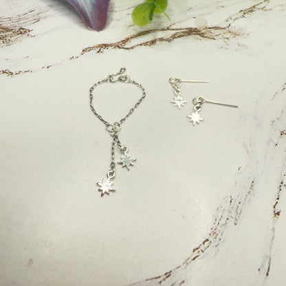 Silver Star Dangle Necklace & Earrings Set • 10-12 Inch Fashion Doll Jewelry 1:6