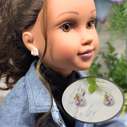 Ghost Pumpkin Hat Halloween Stud Doll Earrings • 18 Inch Fashion Doll Jewelry