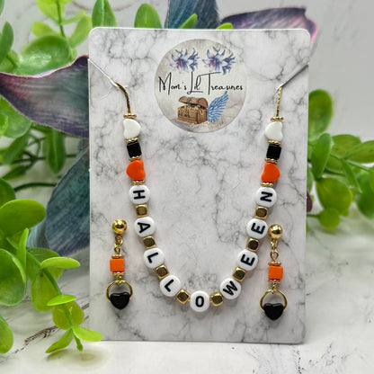 Halloween Beaded Necklace and Earrings Set | for 18 Inch Fashion Doll