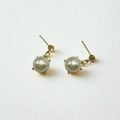 Round Pearl Dangle Clear Rhinestone Post Doll Earrings  • 18 Inch Fashion Doll Jewelry