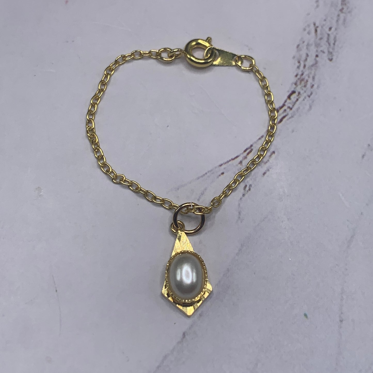 Pearl Gold Pendant Gold Tone Chain Doll Necklace • 16” Fashion Doll Necklace