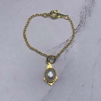 Pearl Gold Pendant Gold Tone Chain Doll Necklace • 16” Fashion Doll Necklace