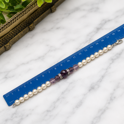 Pearl & Purple Crystal Rhinestone Doll Necklace • 18 Inch Fashion Doll Jewelry