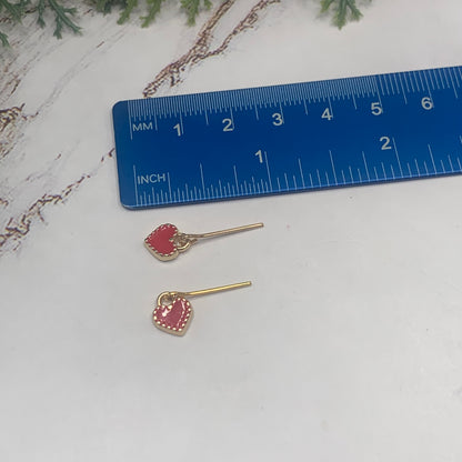 Red Heart Gold Chain Doll Necklace Earring Set • 11-12” Fashion Doll Jewelry