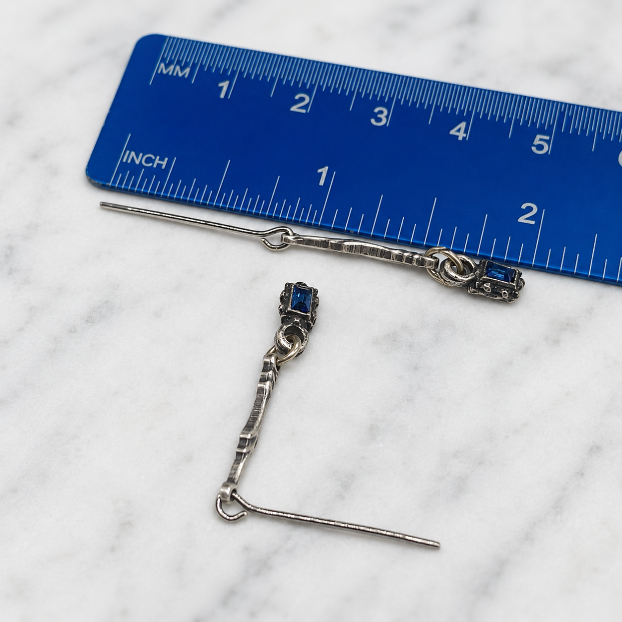 Blue Rhinestone Silver Dangle Doll Earrings • 18 Inch Fashion Doll Jewelry