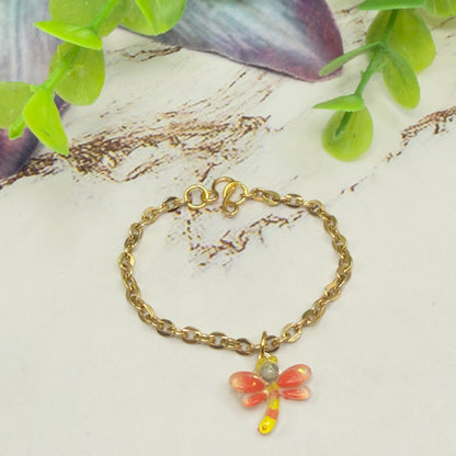Yellow Orange Dragonfly Charm Gold Chain Doll Necklace • 14 Inch Fashion Doll Jewelry