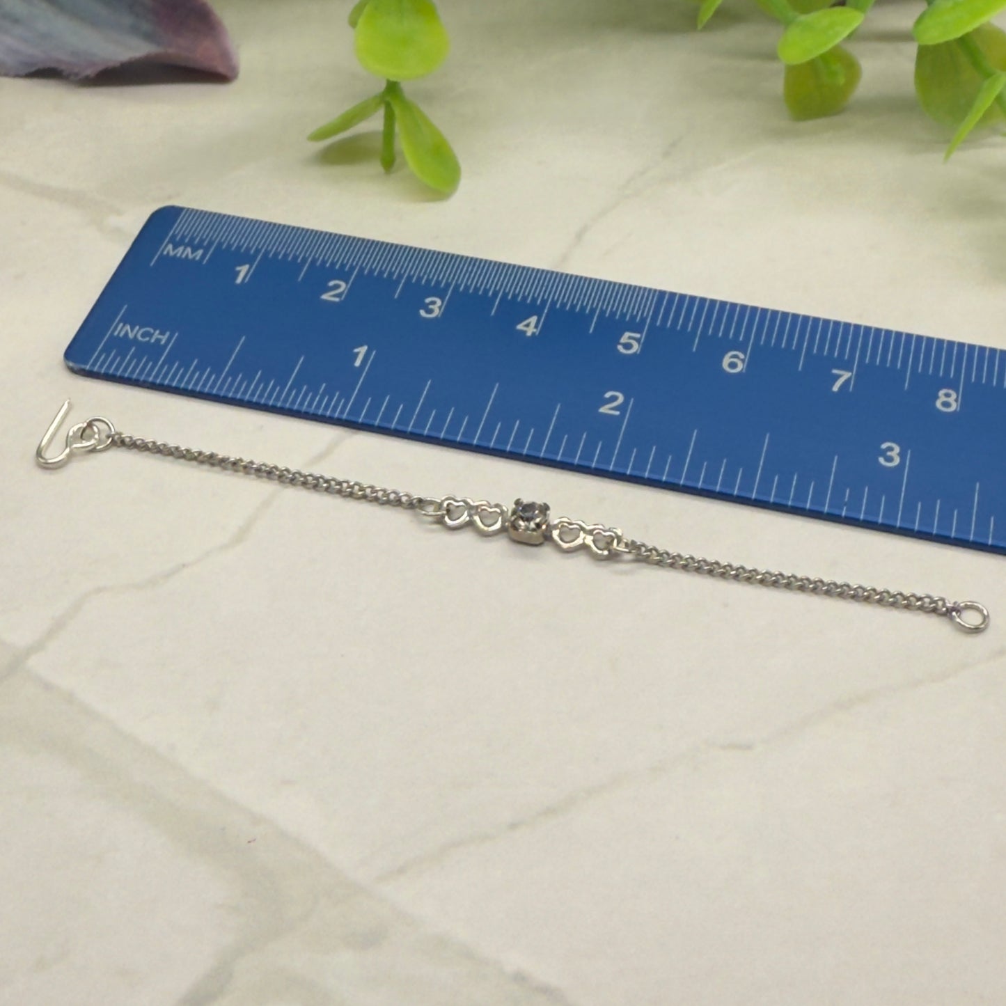 Silver Heart Clear Rhinestone Choker Chain Doll Necklace • 16” Doll Jewelry