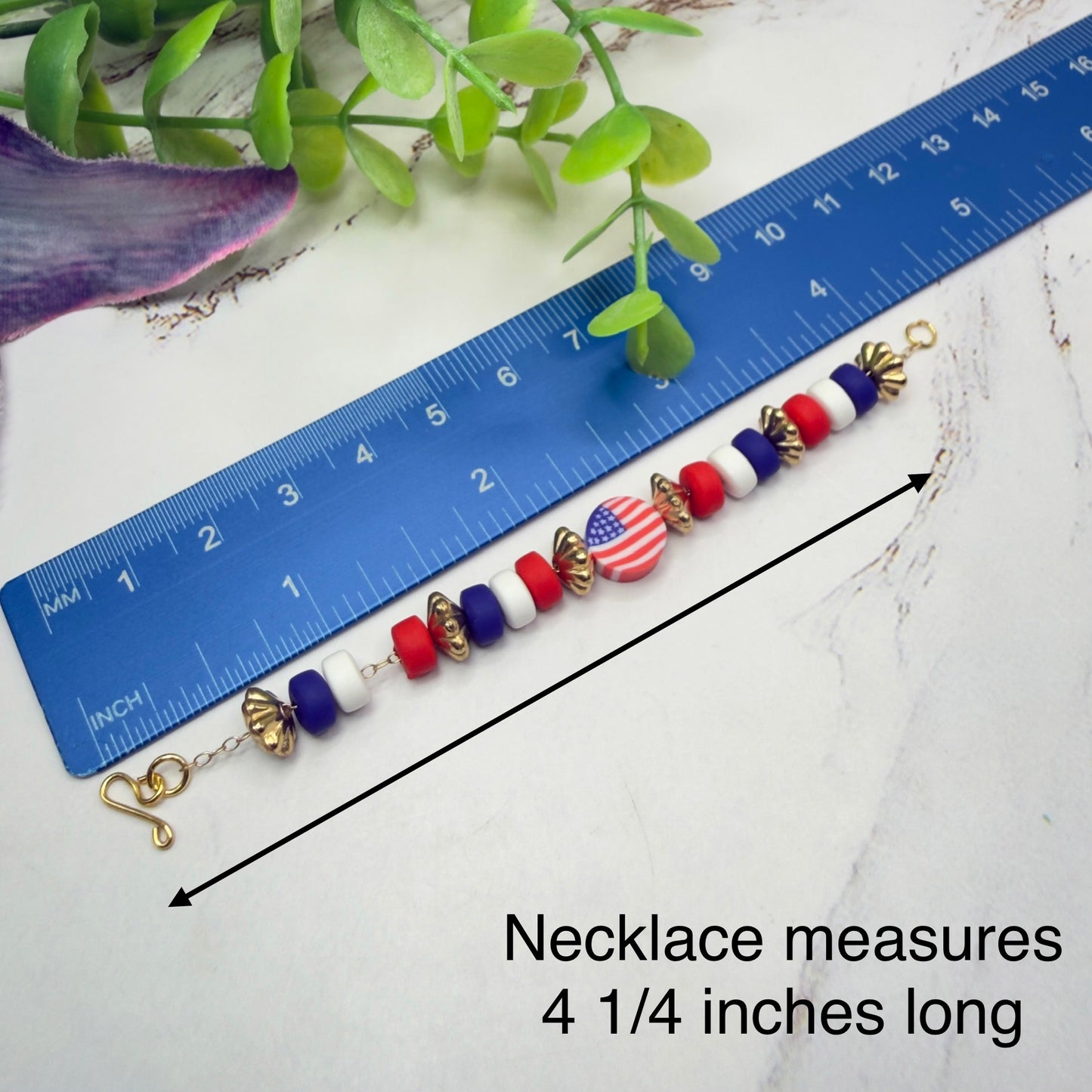 Red White Blue Americana Beaded Doll Necklace for 14 Inch Fashion Dolls